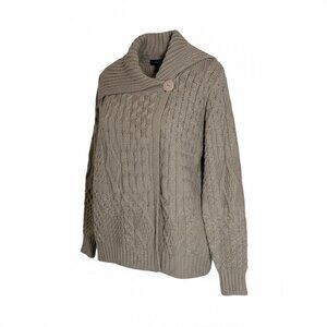 Inis Crafts One Button Merino Wool Cardigan Womens Size L Fisherman Cabincore
